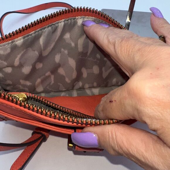 Aimee Kestenberg Orange Leather Three Compartment Crossbody - Picture 10 of 14